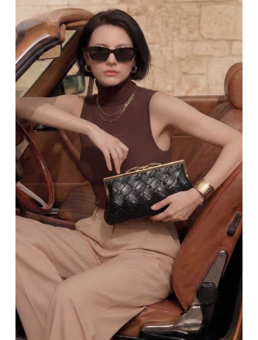Pochette Soirée Ou Marriage Tressé RÉASSORT 24P-6131-Noir — vue 5