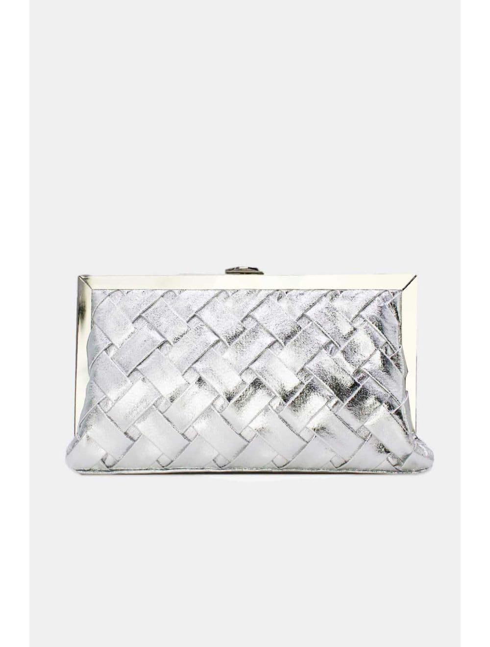 Pochette Soirée Tressé Métallique RÉASSORT 24P-6130-Argent