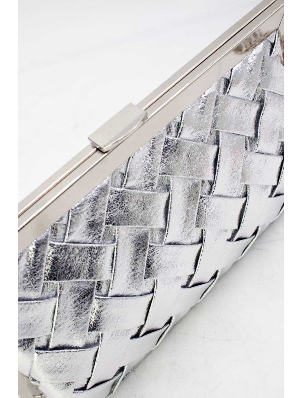 Pochette Soirée Tressé Métallique RÉASSORT 24P-6130-Argent — vue 3