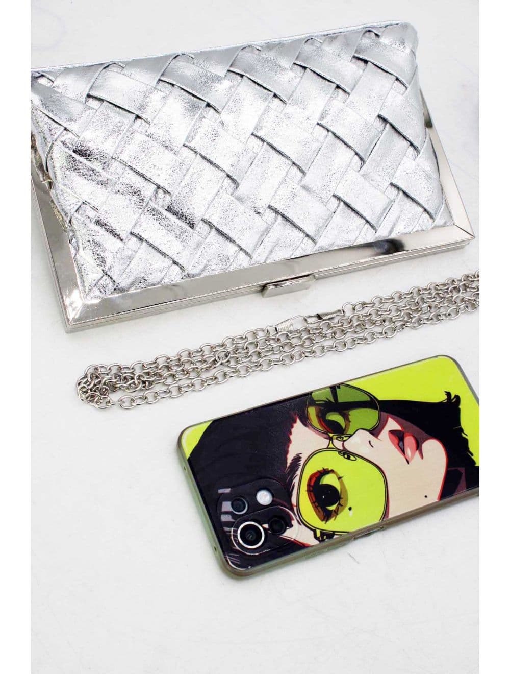 Pochette Soirée Tressé Métallique RÉASSORT 24P-6130-Argent — vue 4