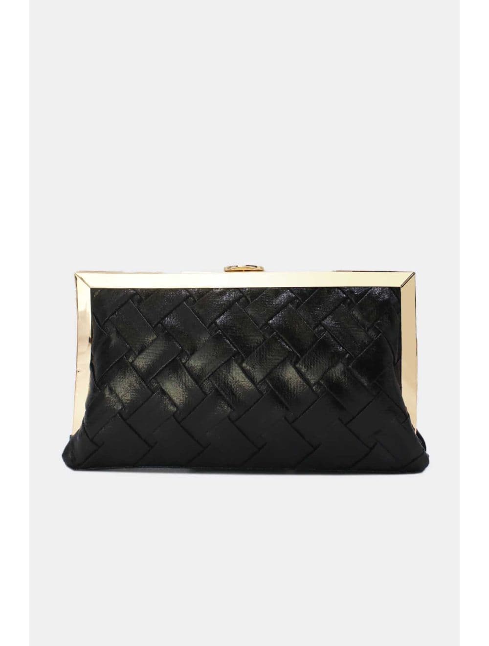 Pochette Soirée Tressé Métallique RÉASSORT 24P-6130-Noir