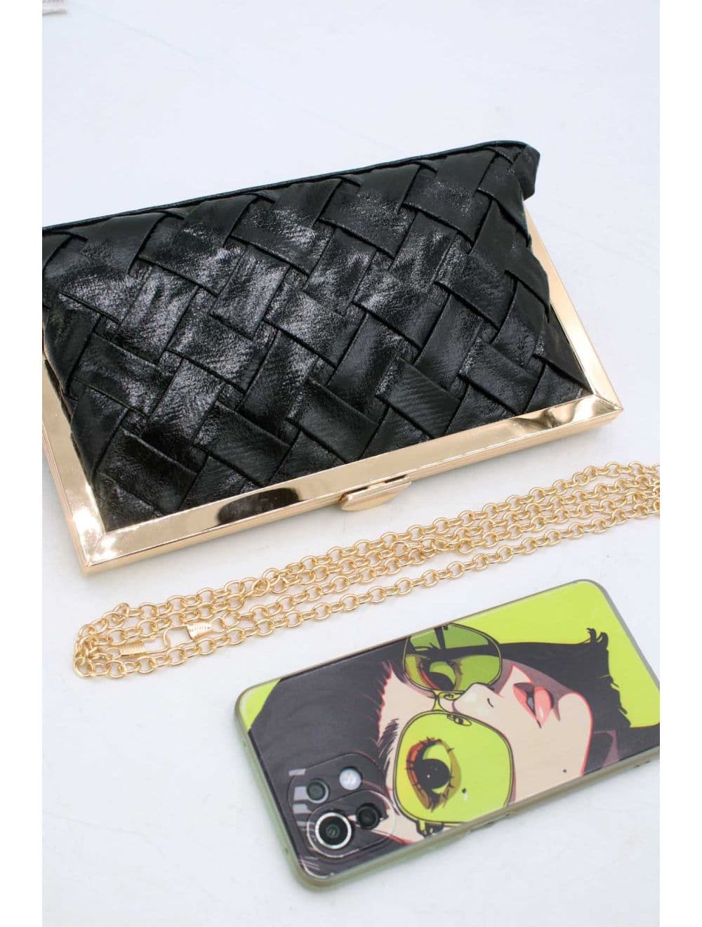 Pochette Soirée Tressé Métallique RÉASSORT 24P-6130-Noir — vue 4