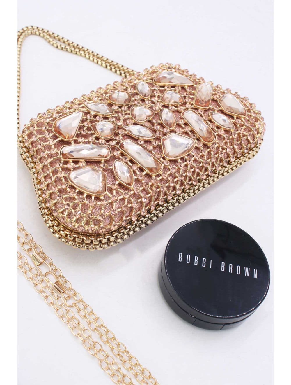 Pochette Soirée Strass avec Chainette Bandoulière R-3674-Champagne — vue 4
