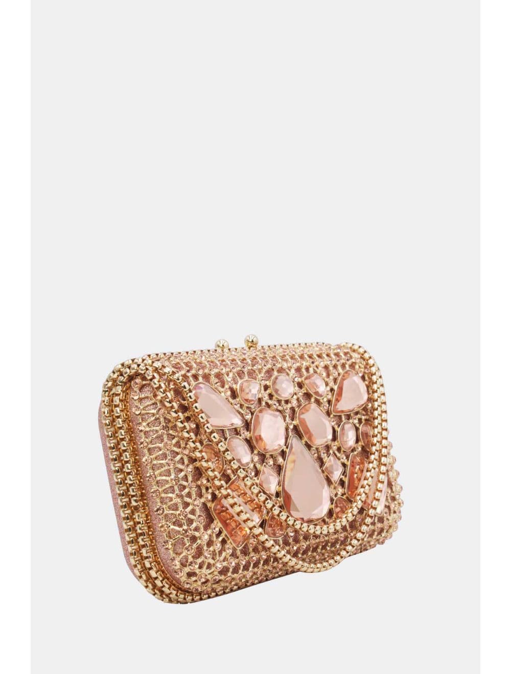 Pochette Soirée Strass avec Chainette Bandoulière R-3675-Champagne — vue 2
