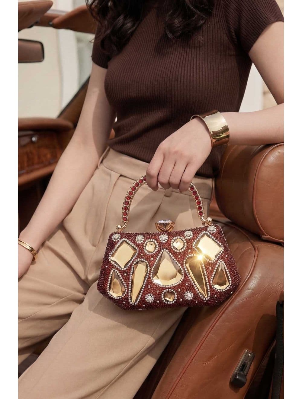 Pochette Soirée Strass 25R-3710-Café — vue 6