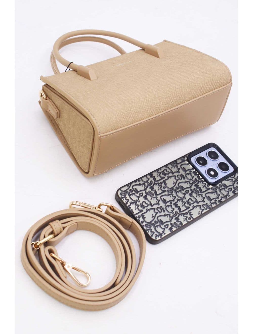 Petit Sac à Main Rigide Effet Tissu 25P-6342-Kaki — vue 4