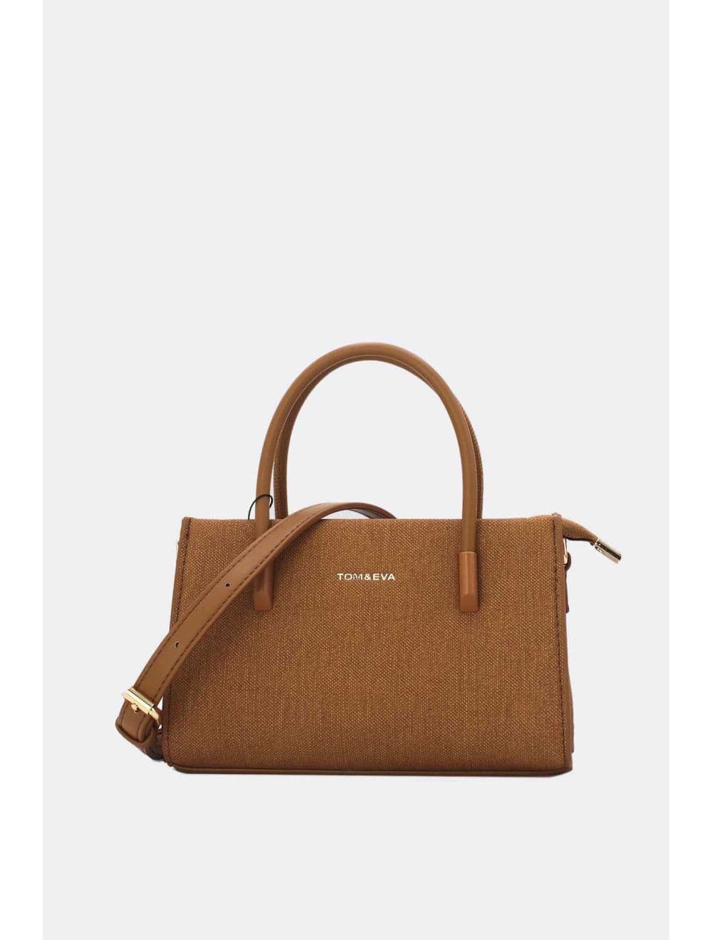 Petit Sac à Main Rigide Effet Tissu 25P-6342-Marron
