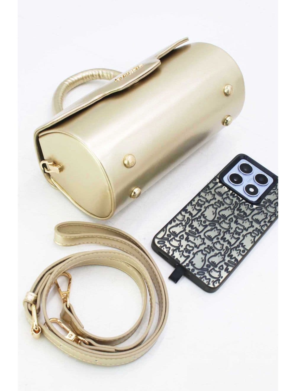 Petit Sac à Main Rigide Effet Vernis 25P-6384-Doré — vue 4