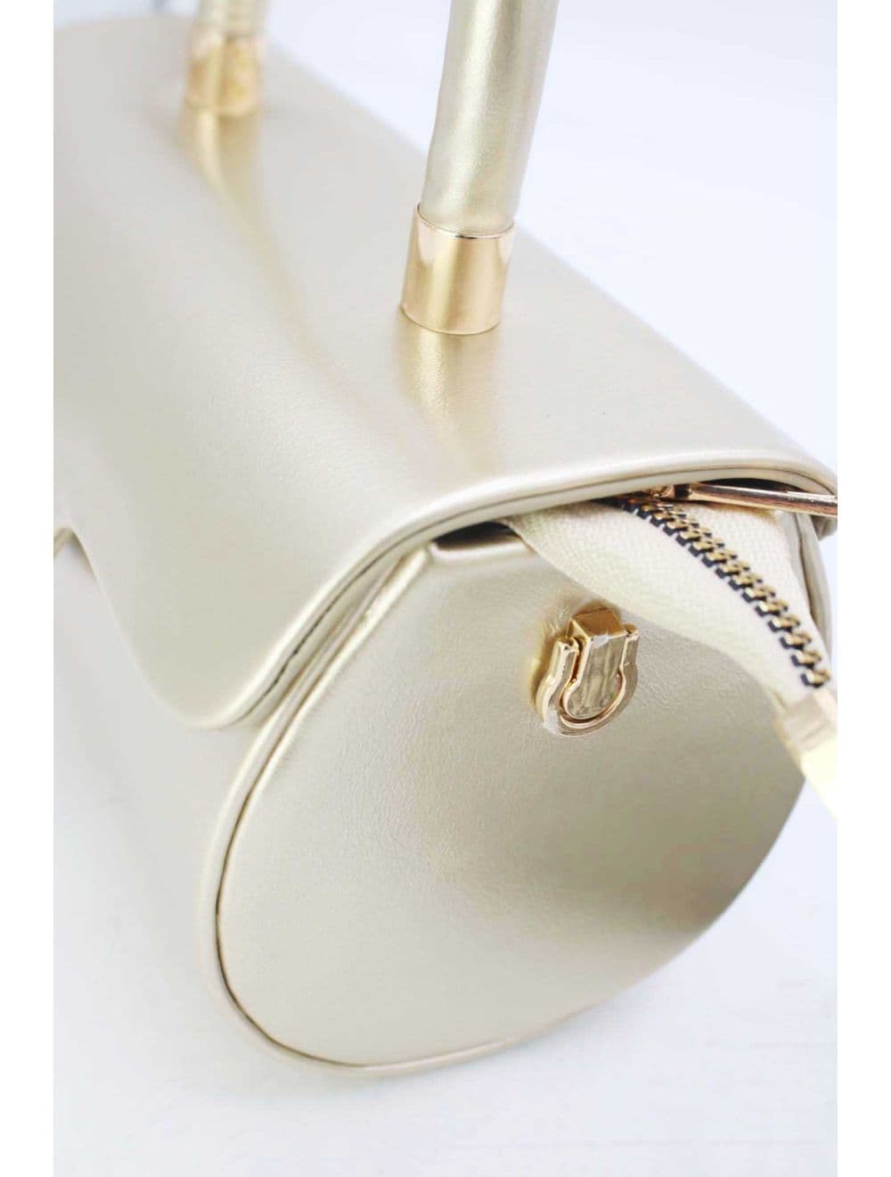 Petit Sac à Main Rigide Effet Vernis 25P-6384-Doré — vue 5