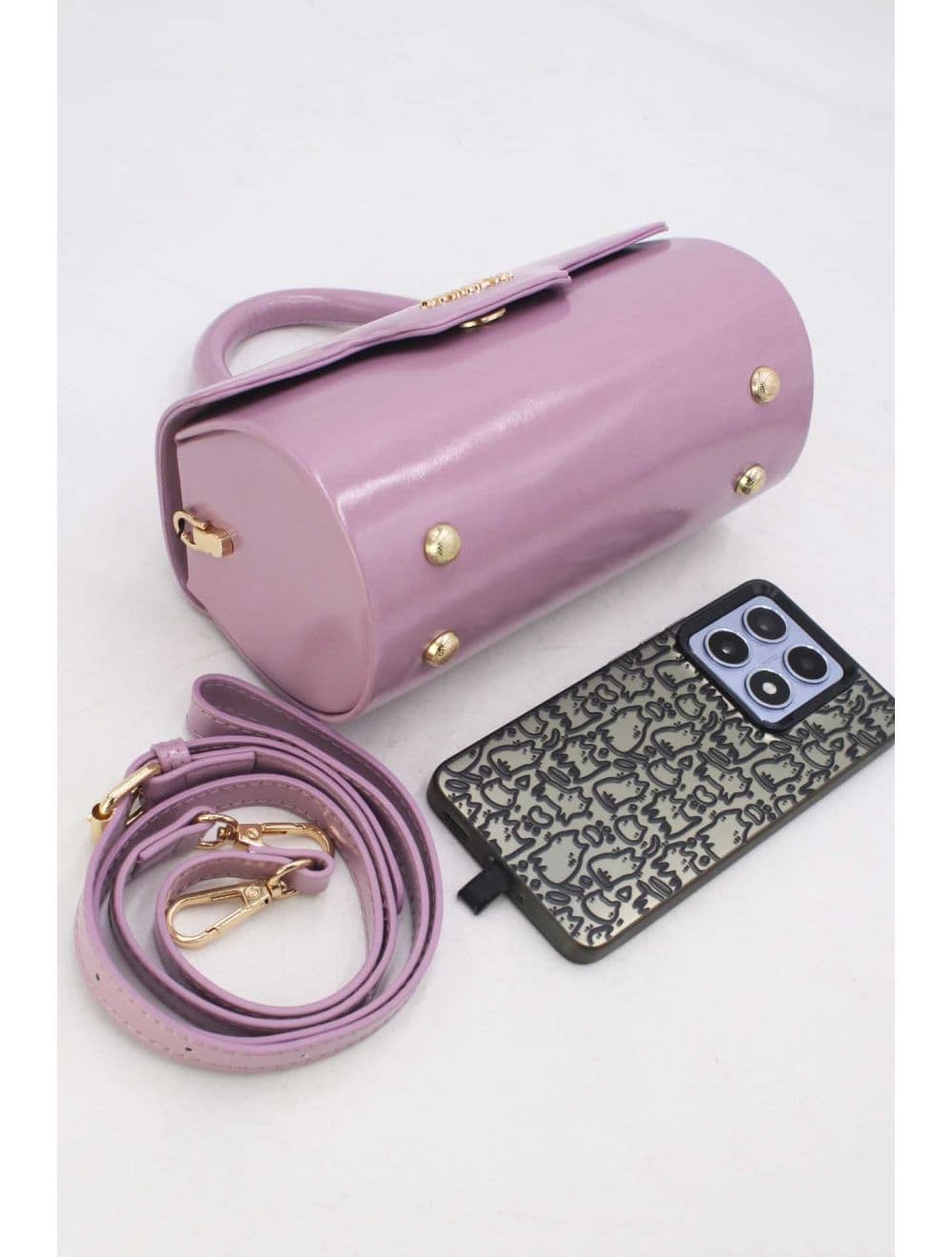 Petit Sac à Main Rigide Effet Vernis 25P-6384-Violet