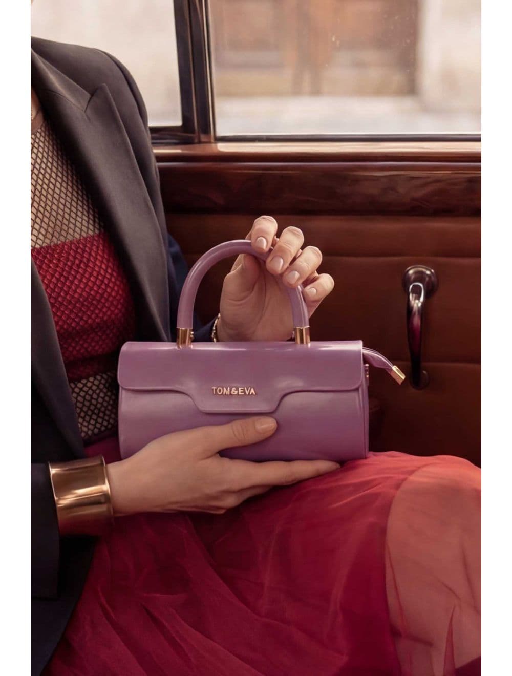 Petit Sac à Main Rigide Effet Vernis 25P-6384-Violet — vue 4