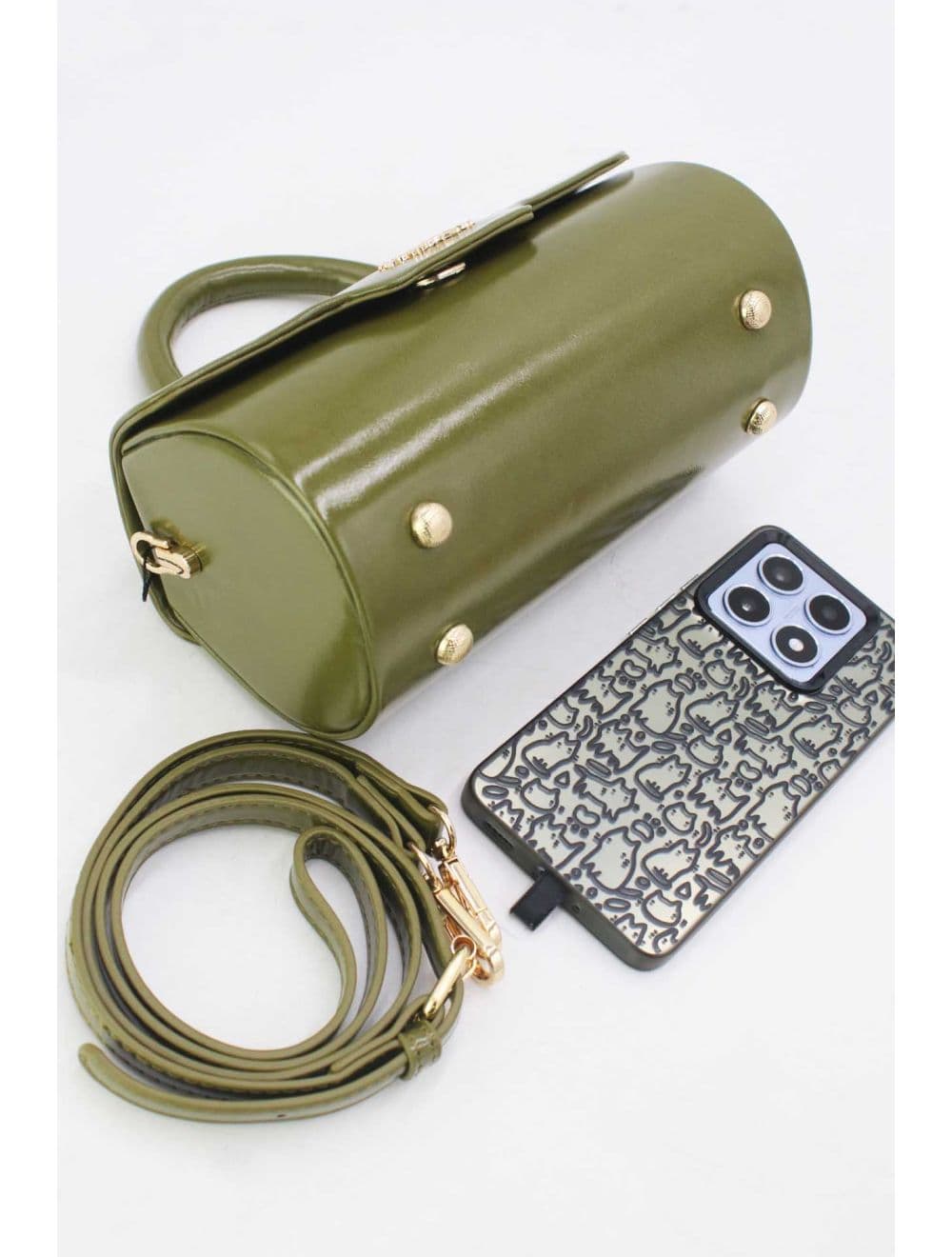 Petit Sac à Main Rigide Effet Vernis 25P-6384-Vert — vue 4