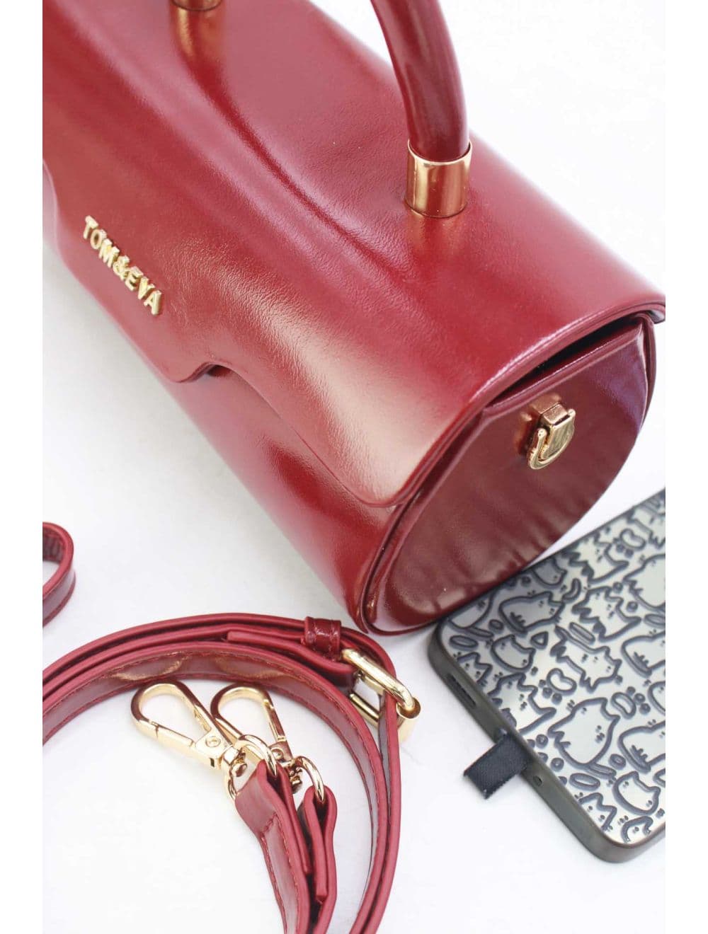 Petit Sac à Main Rigide Effet Vernis 25P-6384-Rouge — vue 3