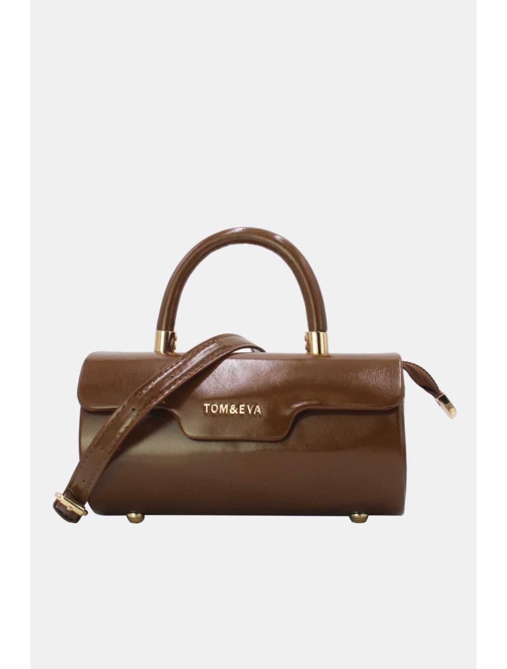 Petit Sac à Main Rigide Effet Vernis 25P-6384-Marron