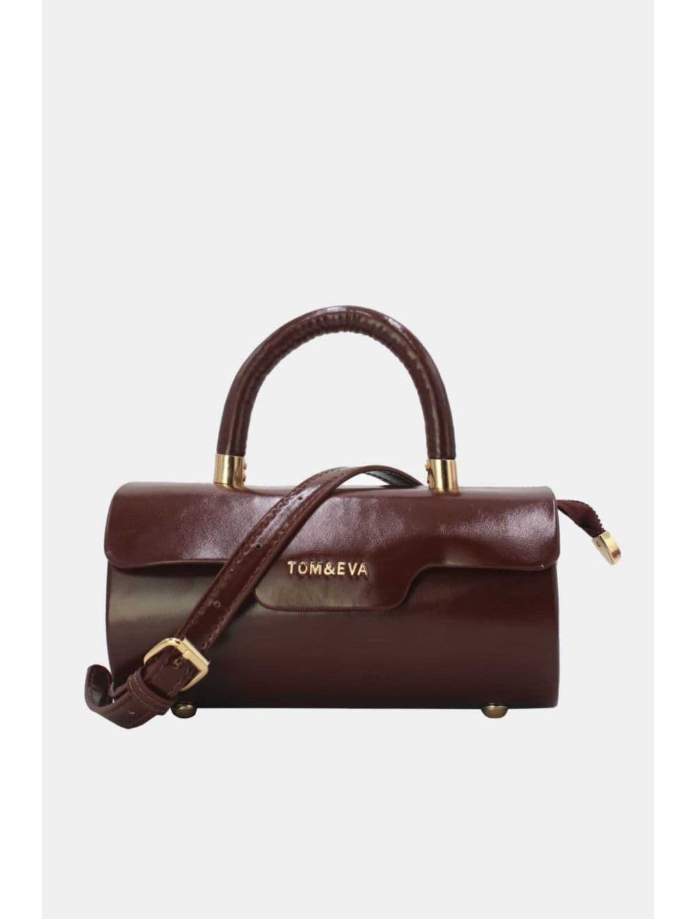 Petit Sac à Main Rigide Effet Vernis 25P-6384-Café