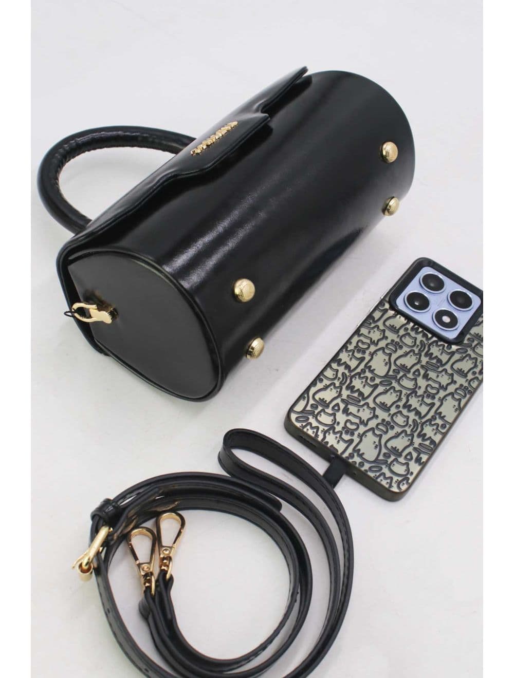 Petit Sac à Main Rigide Effet Vernis 25P-6384-Noir — vue 4
