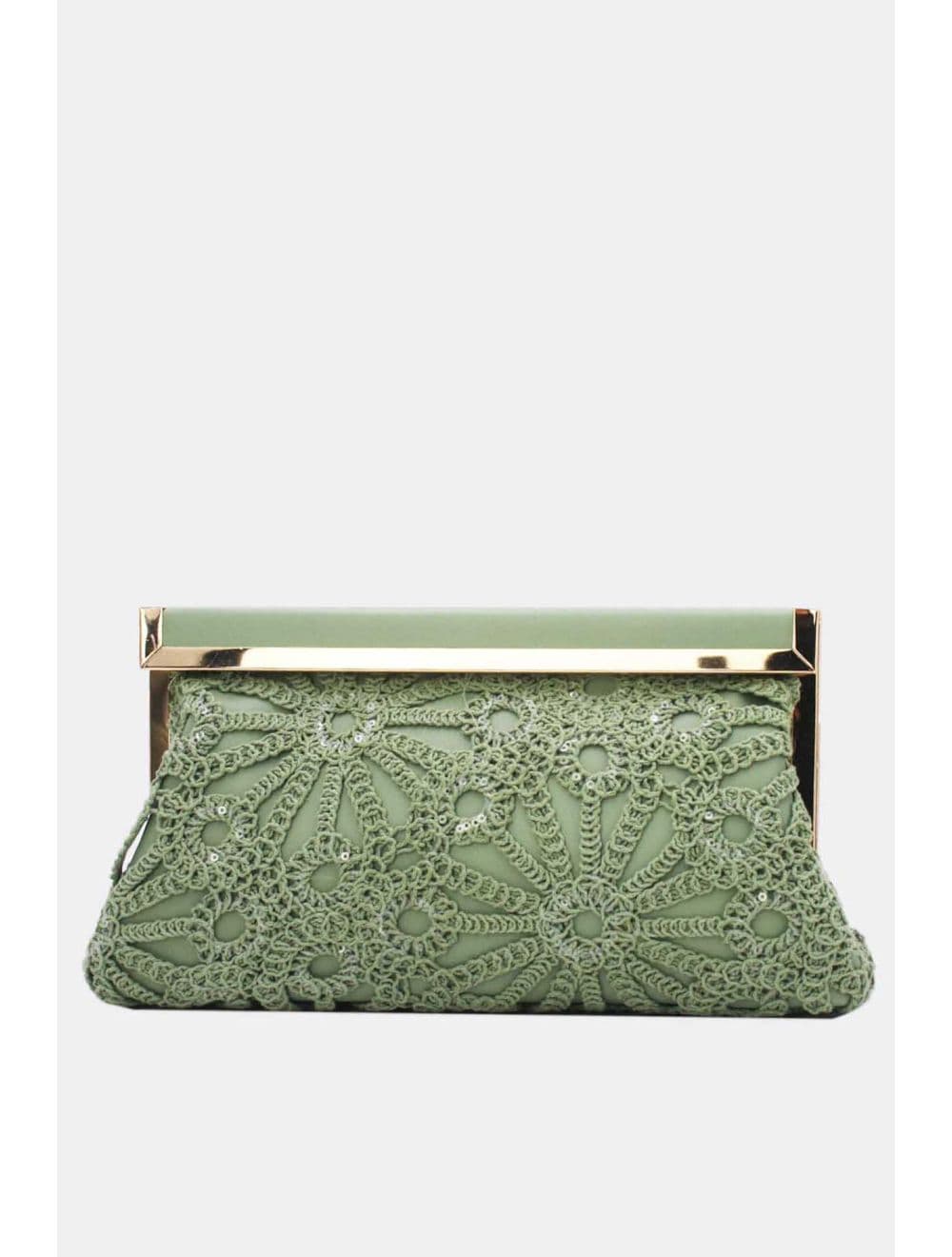 Pochette en Crochet et Cadre Dorée 25B-6278-Vert