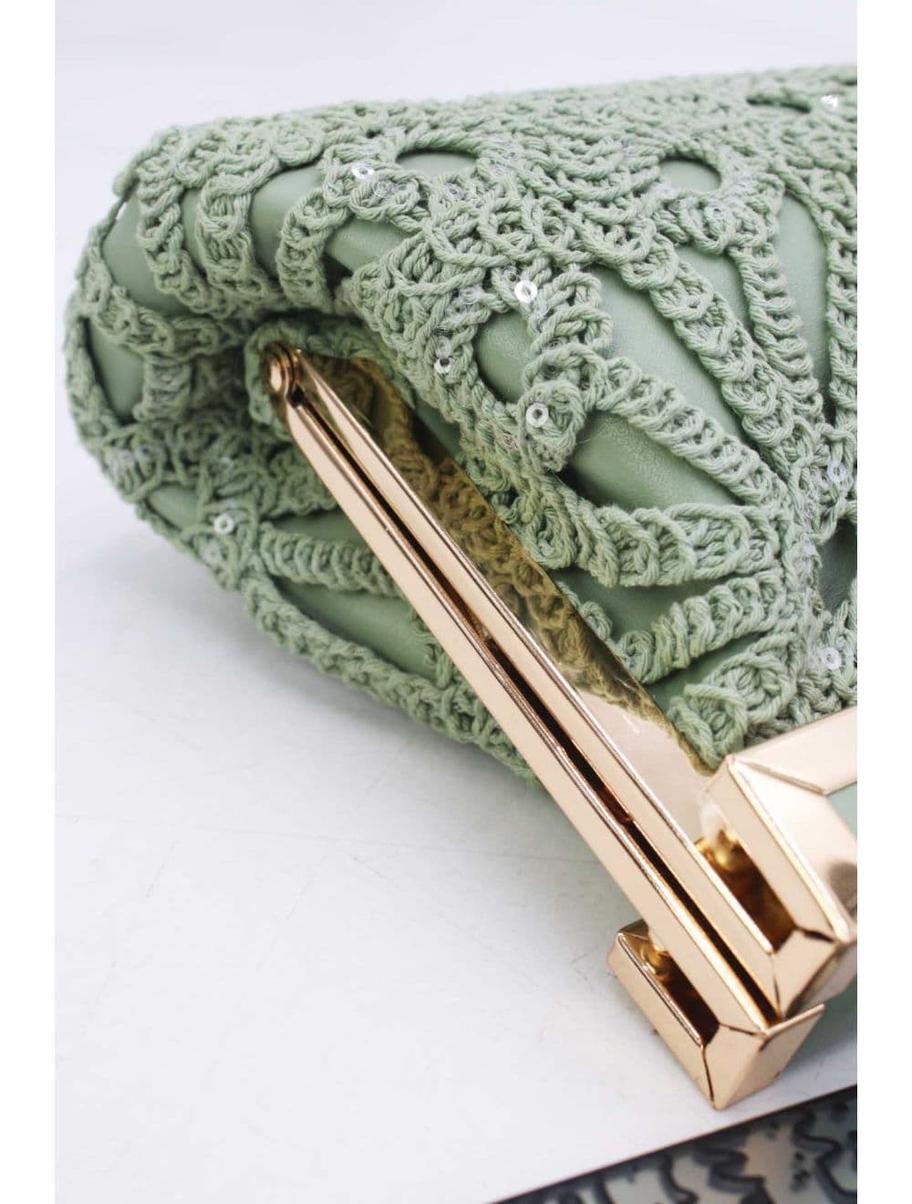 Pochette en Crochet et Cadre Dorée 25B-6278-Vert — vue 5