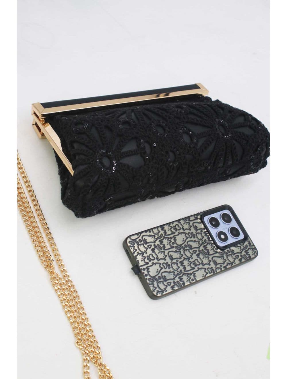 Pochette en Crochet et Cadre Dorée 25B-6278-Noir — vue 4