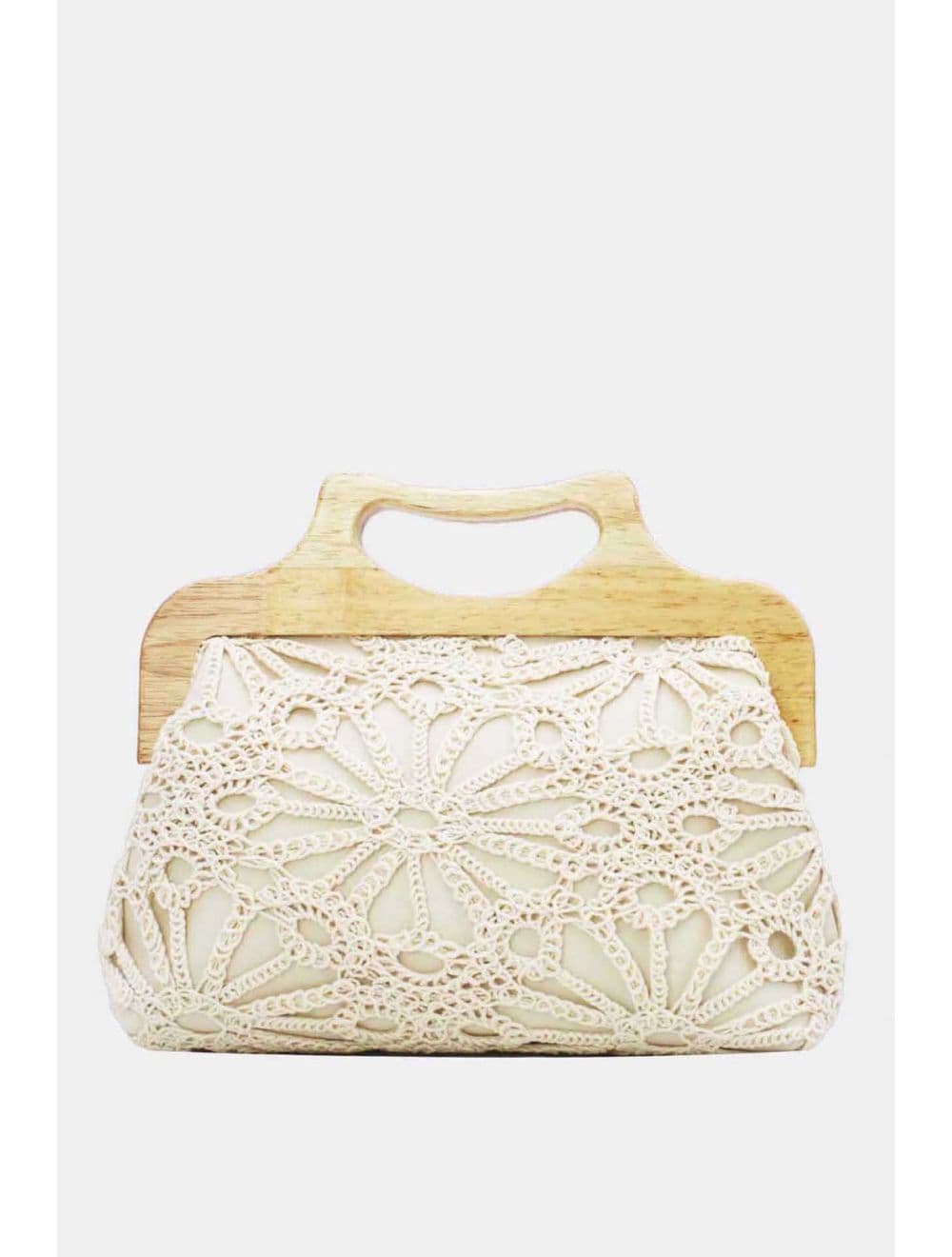 Pochette Effet Cuir et Crochet Artisanal M 25B-6279-Beige