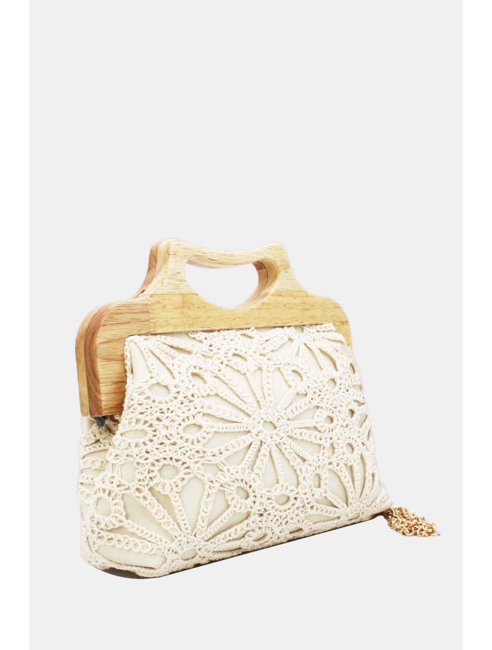 Pochette Effet Cuir et Crochet Artisanal M 25B-6279-Beige — vue 2