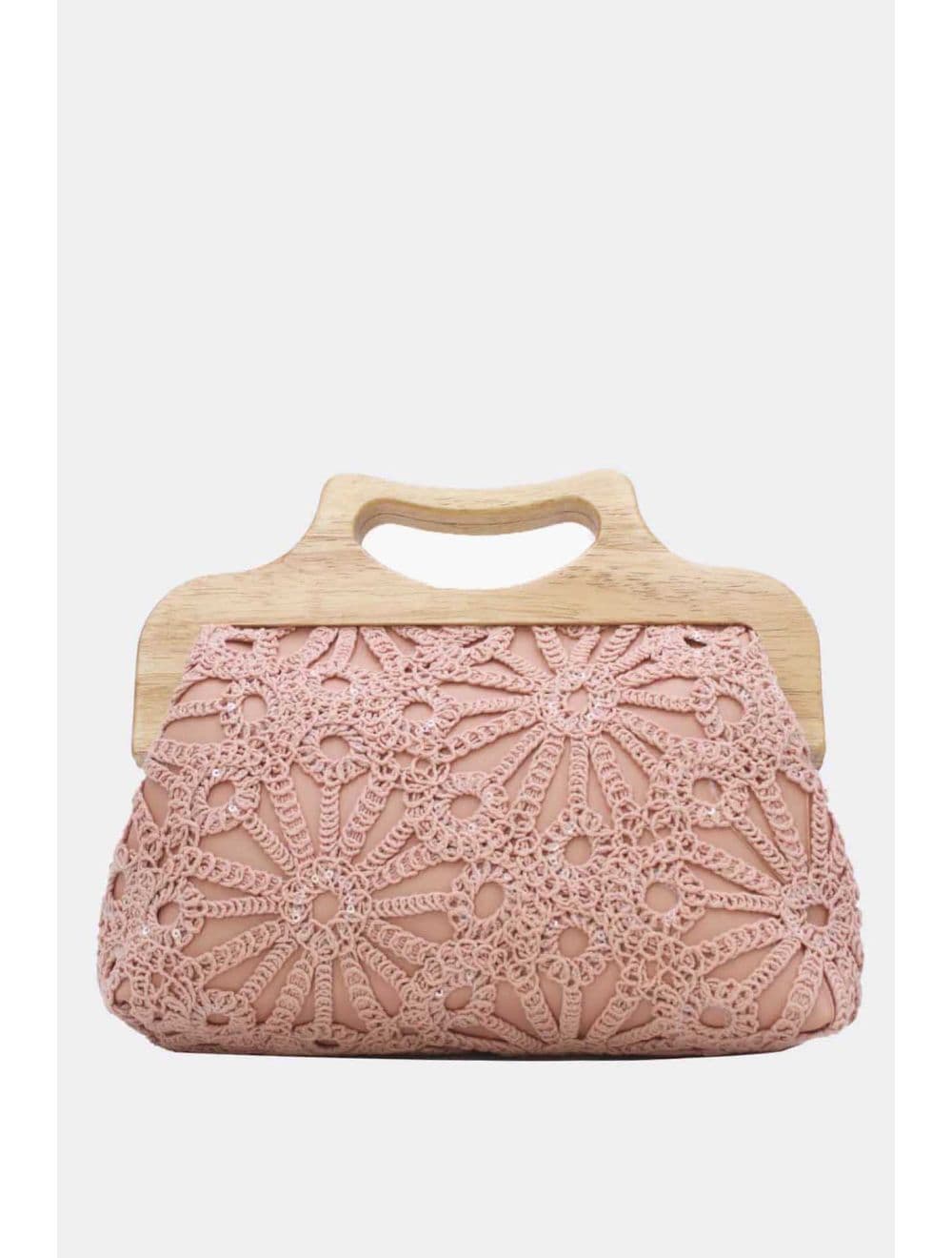 Pochette Effet Cuir et Crochet Artisanal M 25B-6279-Pink