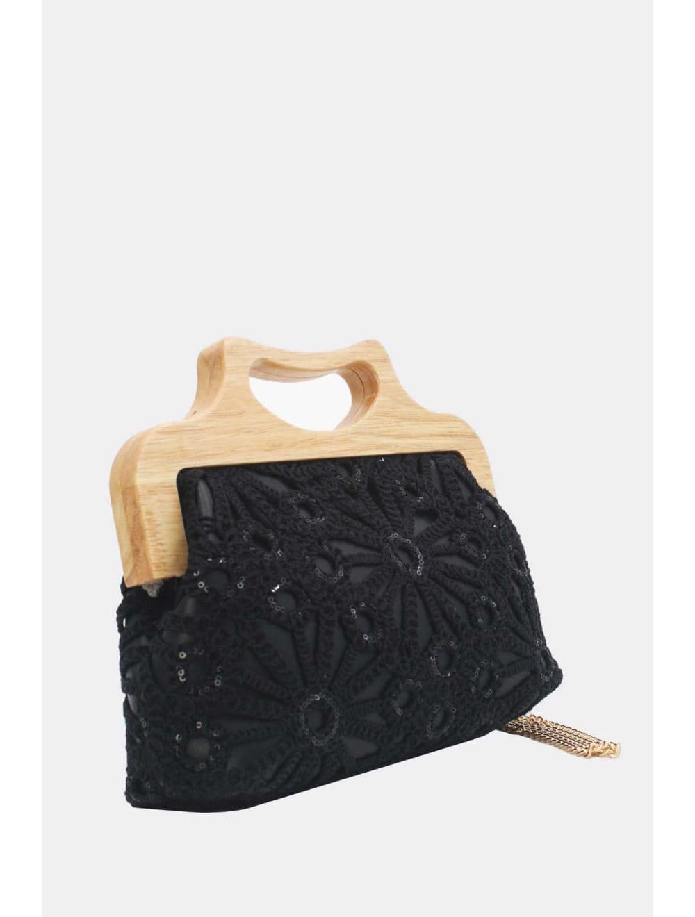 Pochette Effet Cuir et Crochet Artisanal M 25B-6279-Noir — vue 2
