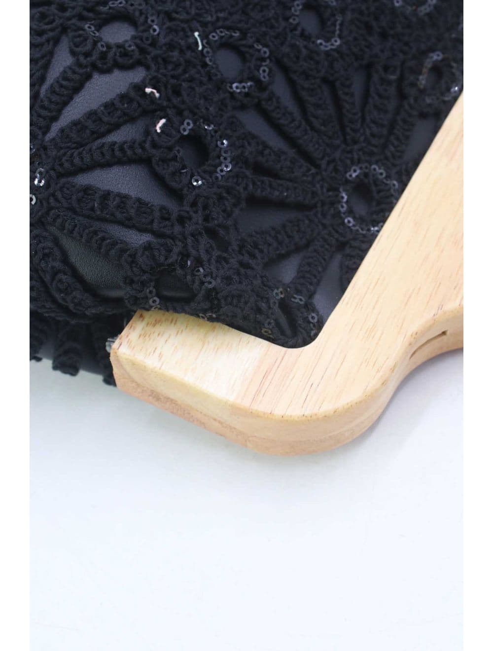 Pochette Effet Cuir et Crochet Artisanal M 25B-6279-Noir — vue 5