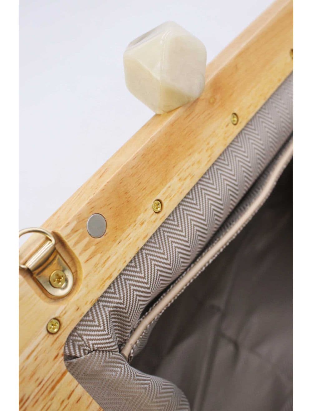 Pochette Dentelle En Cadre Bois M 25P-6255-Beige — vue 4