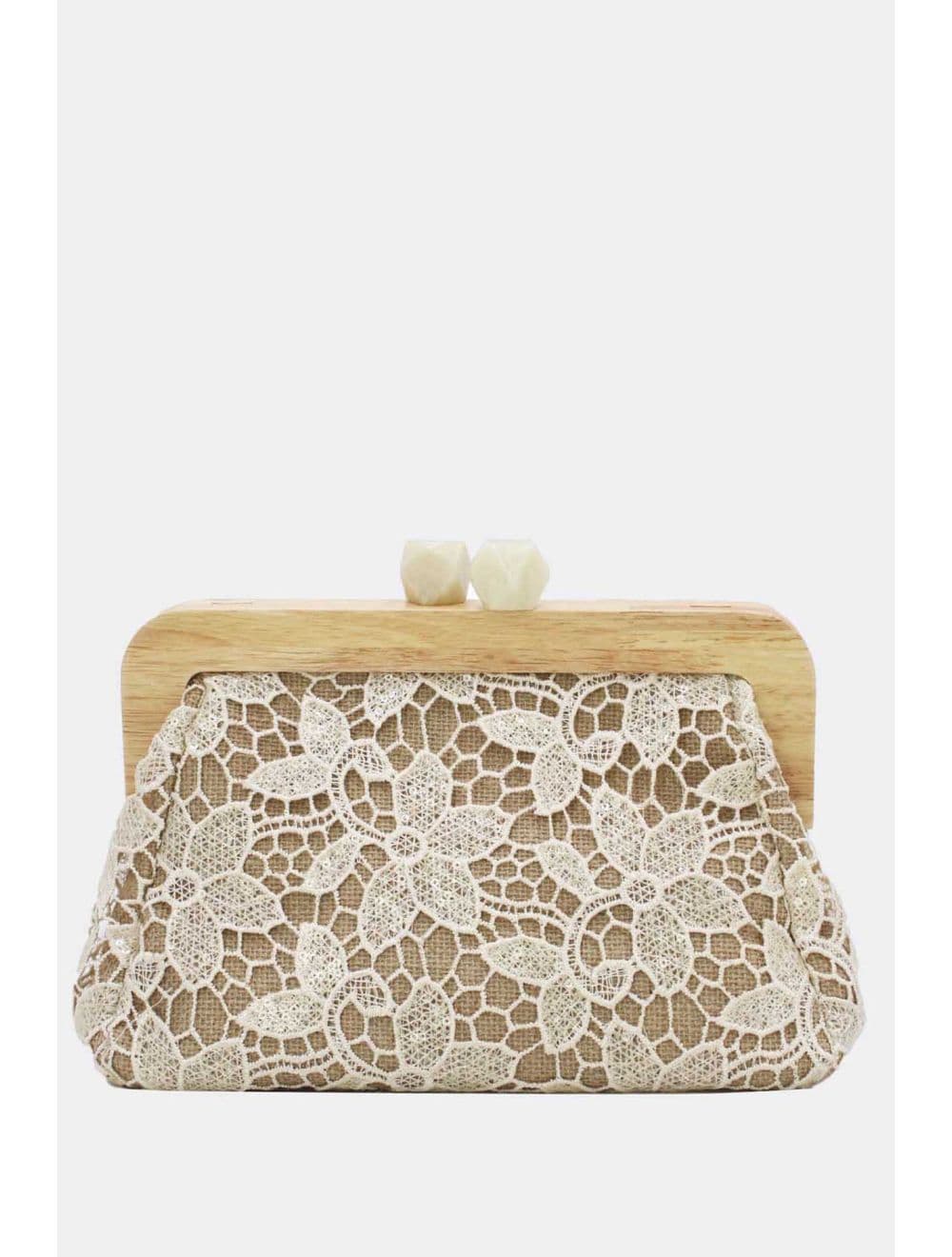 Pochette Dentelle En Cadre Bois M 25P-6255-Beige — vue 5