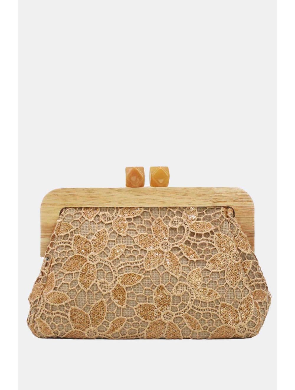 Pochette Dentelle En Cadre Bois M 25P-6255-Abricot