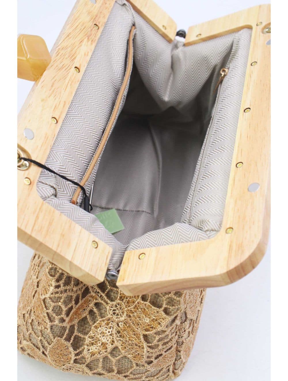 Pochette Dentelle En Cadre Bois M 25P-6255-Abricot — vue 3