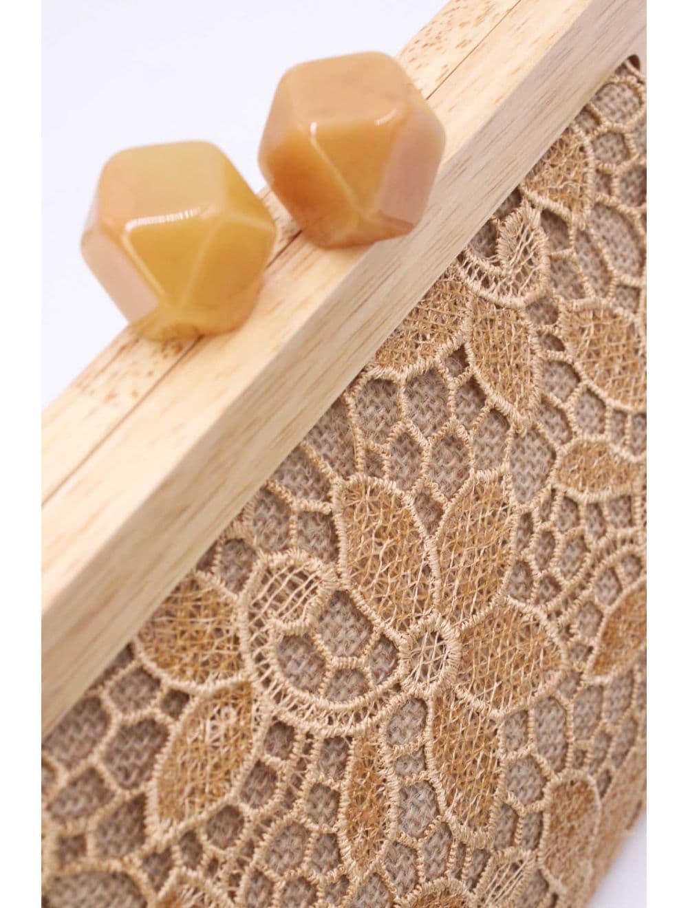 Pochette Dentelle En Cadre Bois M 25P-6255-Abricot — vue 5