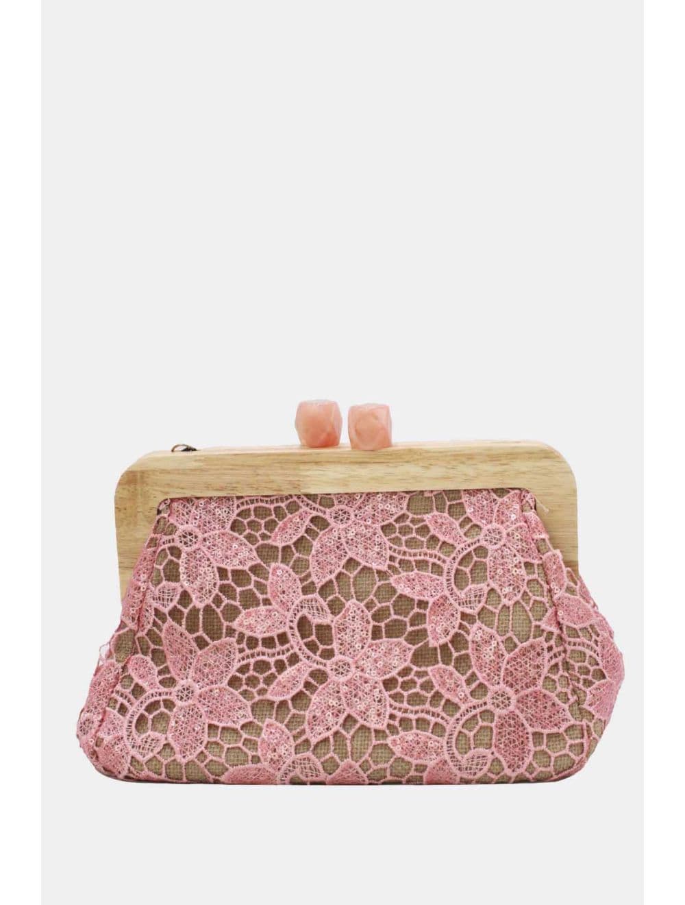 Pochette Dentelle En Cadre Bois M 25P-6255-Pink