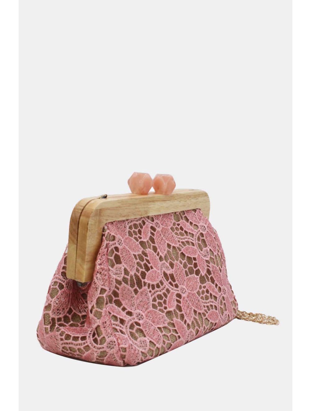 Pochette Dentelle En Cadre Bois M 25P-6255-Pink — vue 2