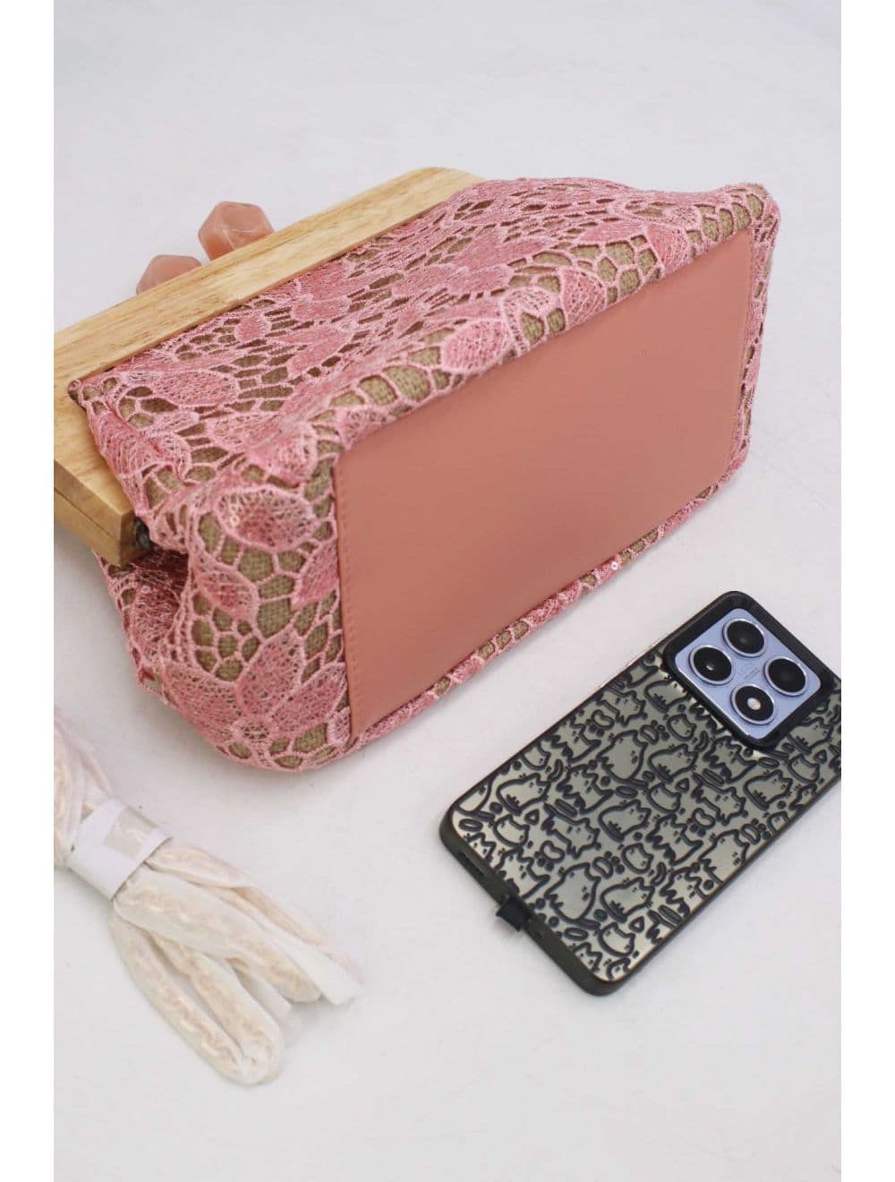 Pochette Dentelle En Cadre Bois M 25P-6255-Pink — vue 4