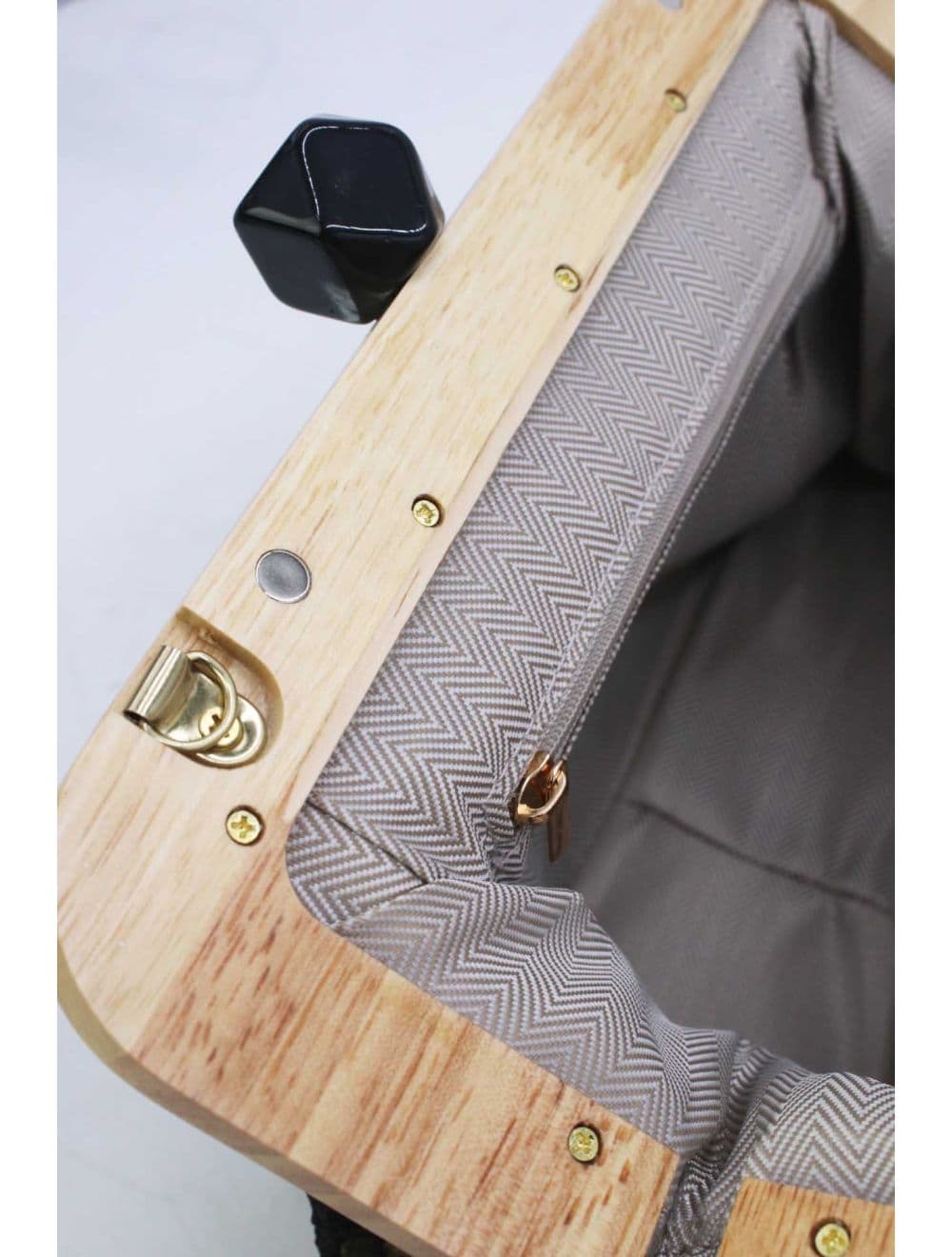 Pochette Dentelle En Cadre Bois M 25P-6255-Noir — vue 4
