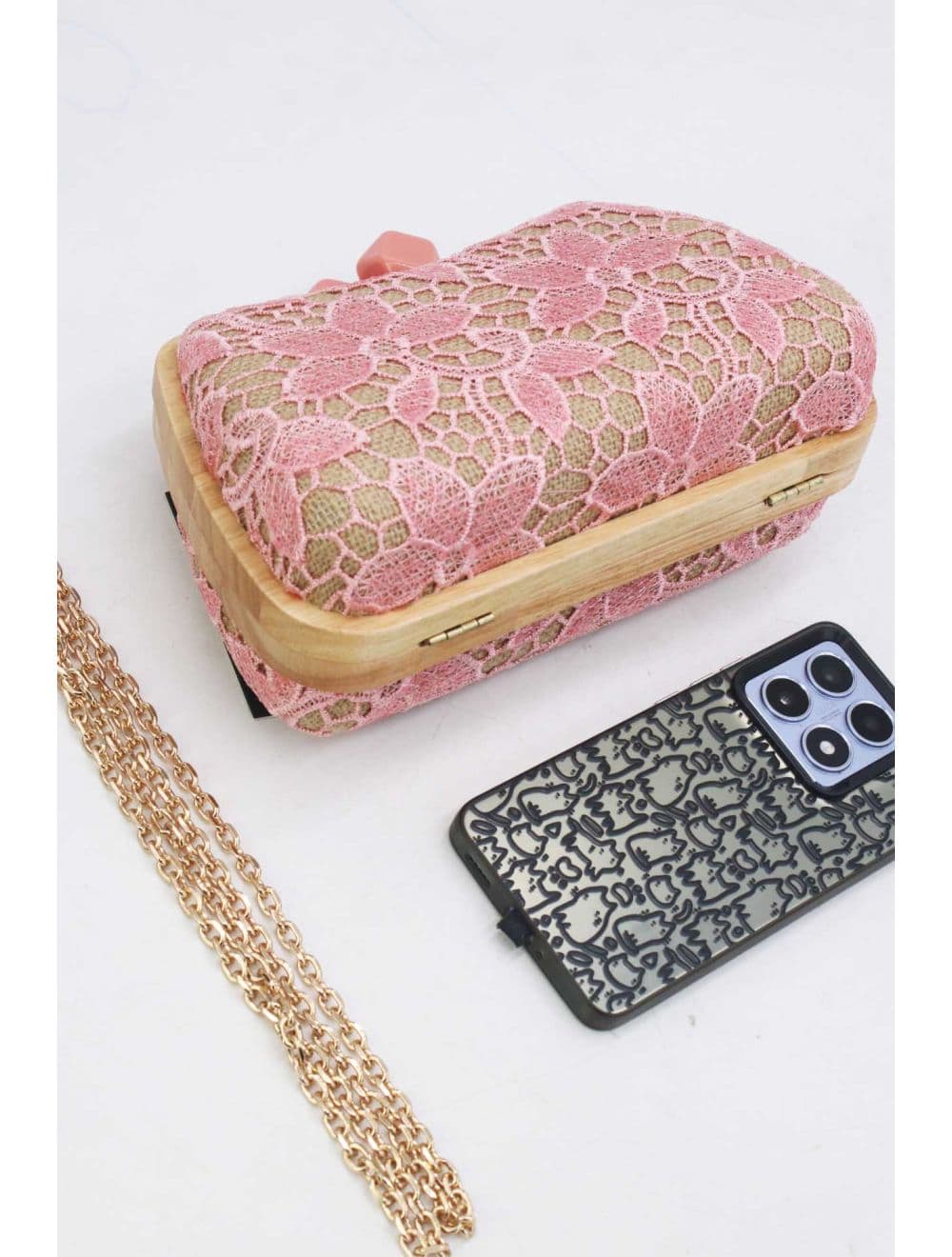 Pochette Dentelle En Cadre Bois 25P-6254-Pink — vue 3