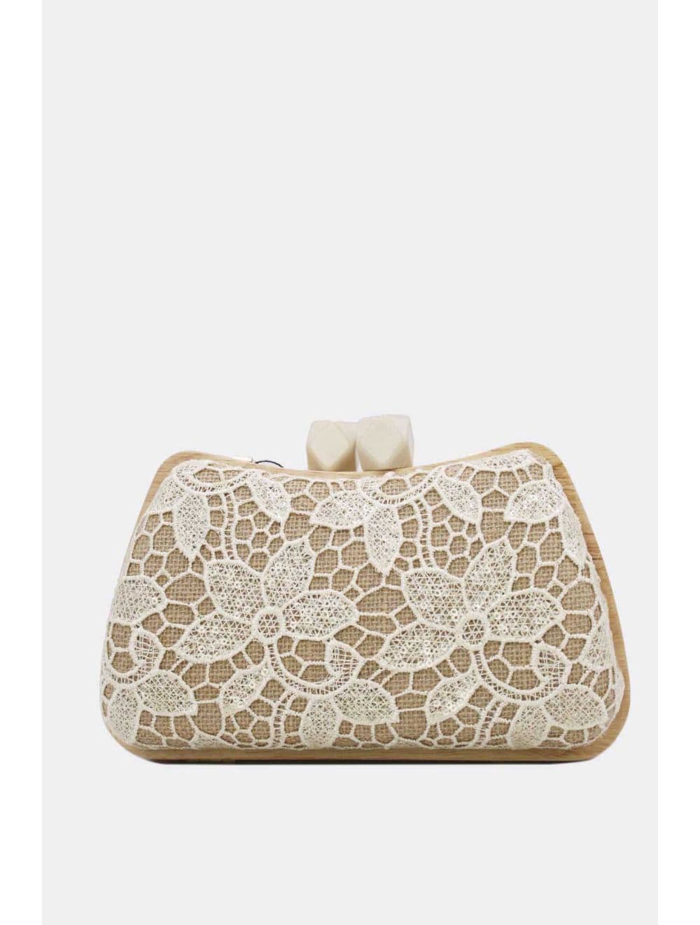 Pochette Dentelle En Cadre Bois 25P-6254-Beige
