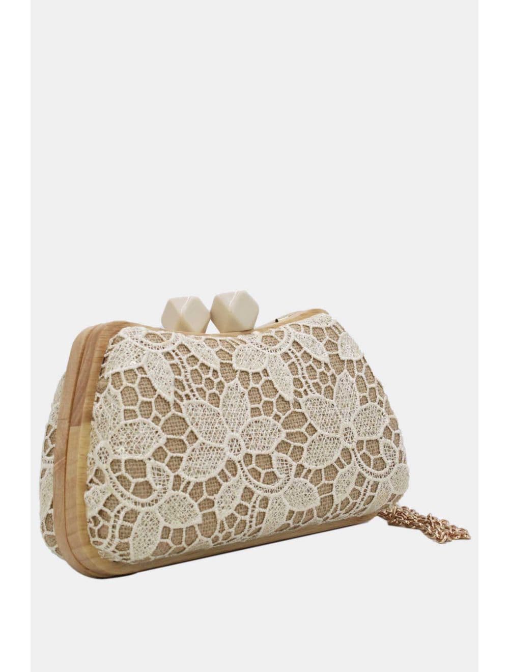 Pochette Dentelle En Cadre Bois 25P-6254-Beige — vue 2