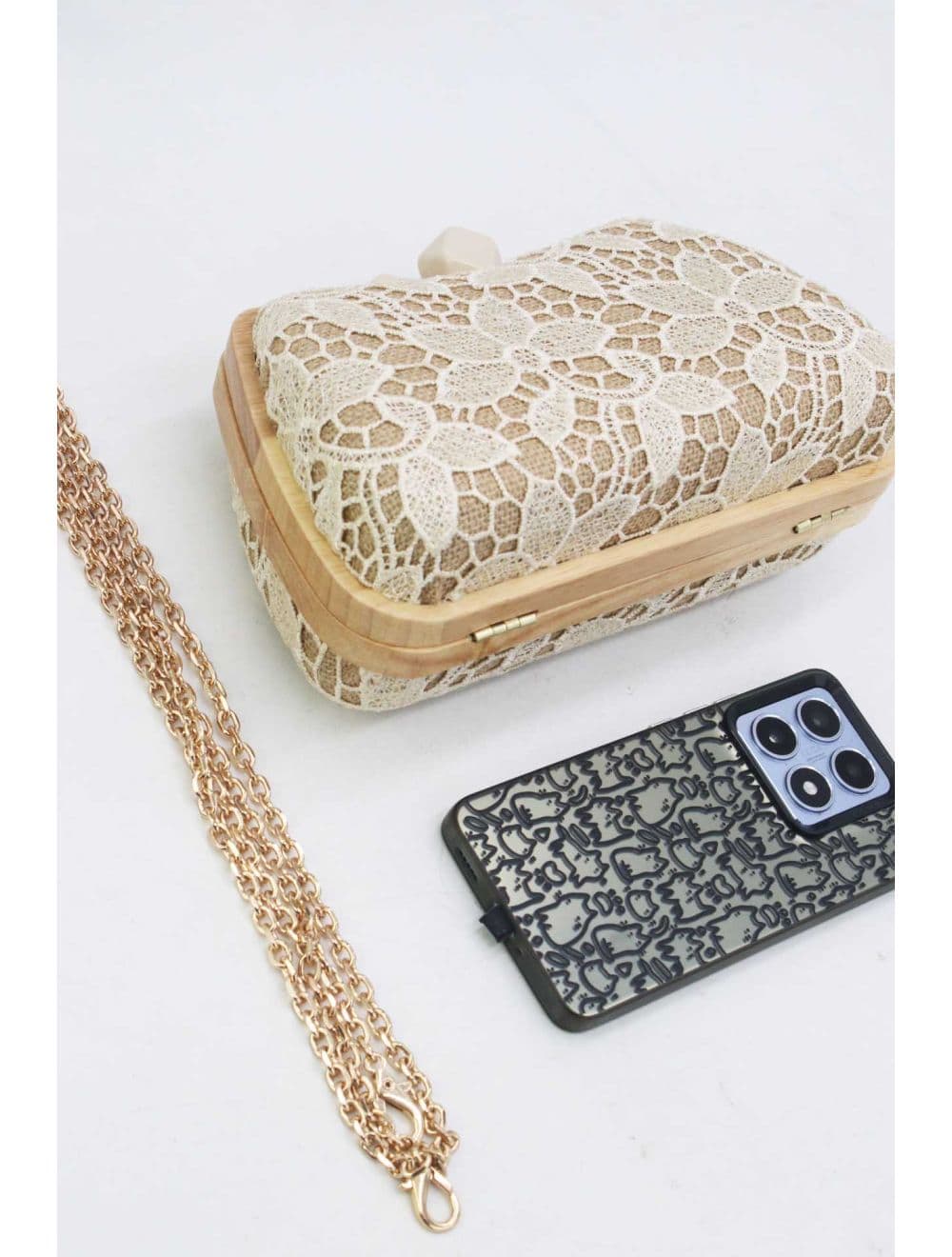Pochette Dentelle En Cadre Bois 25P-6254-Beige — vue 3