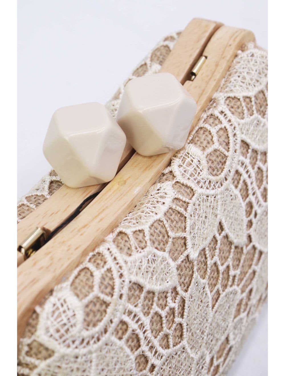 Pochette Dentelle En Cadre Bois 25P-6254-Beige — vue 4