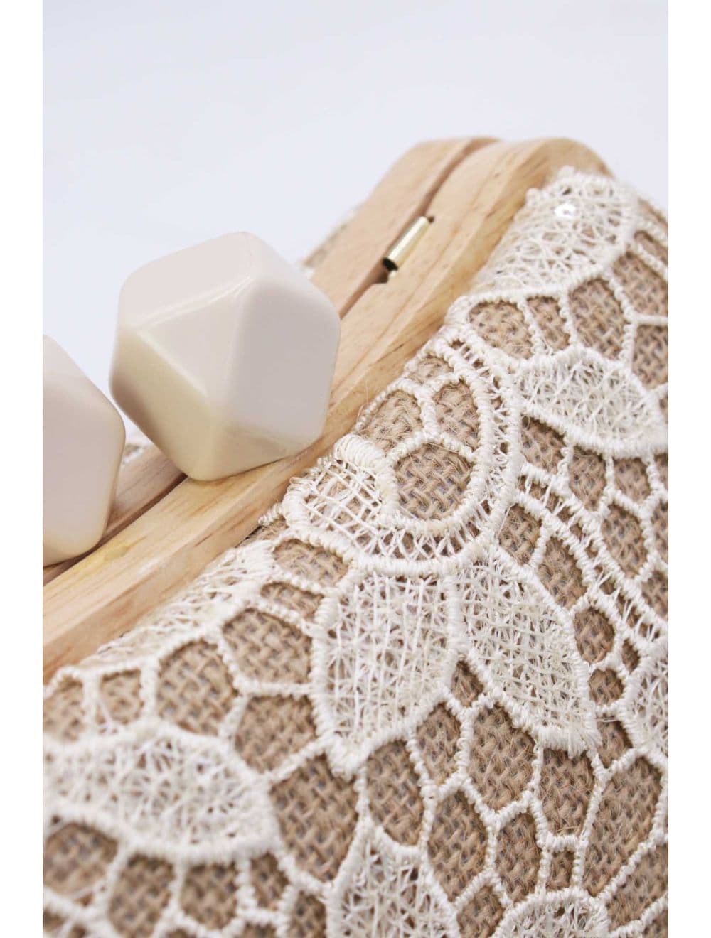 Pochette Dentelle En Cadre Bois 25P-6254-Beige — vue 5