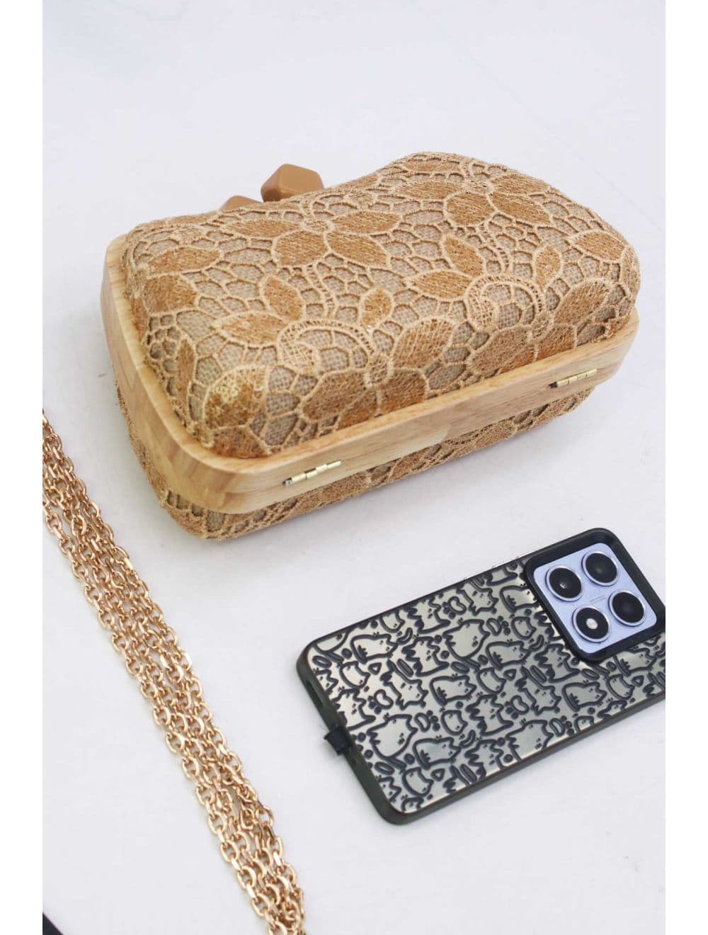 Pochette Dentelle En Cadre Bois 25P-6254-Abricot — vue 3