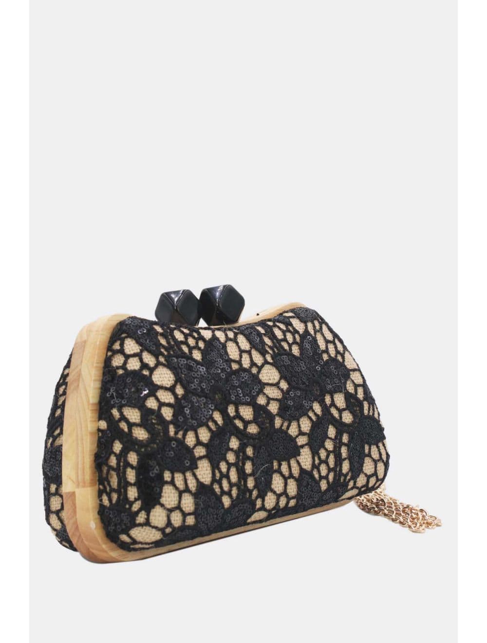 Pochette Dentelle En Cadre Bois 25P-6254-Noir — vue 2