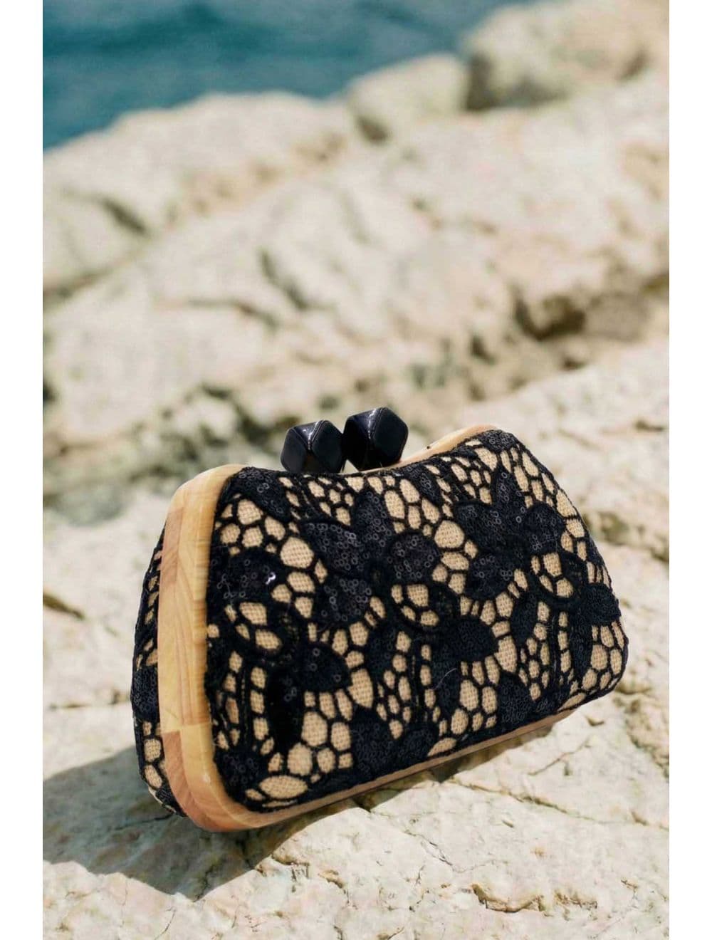 Pochette Dentelle En Cadre Bois 25P-6254-Noir — vue 5