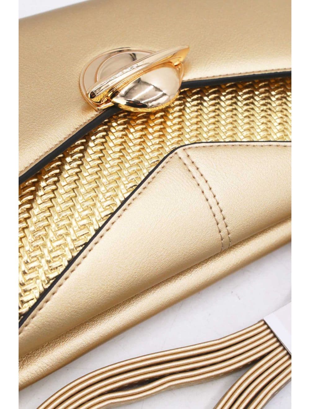 Pochette Bandoulière Effet Tressé RÉASSORT 25P-6151-Doré — vue 5