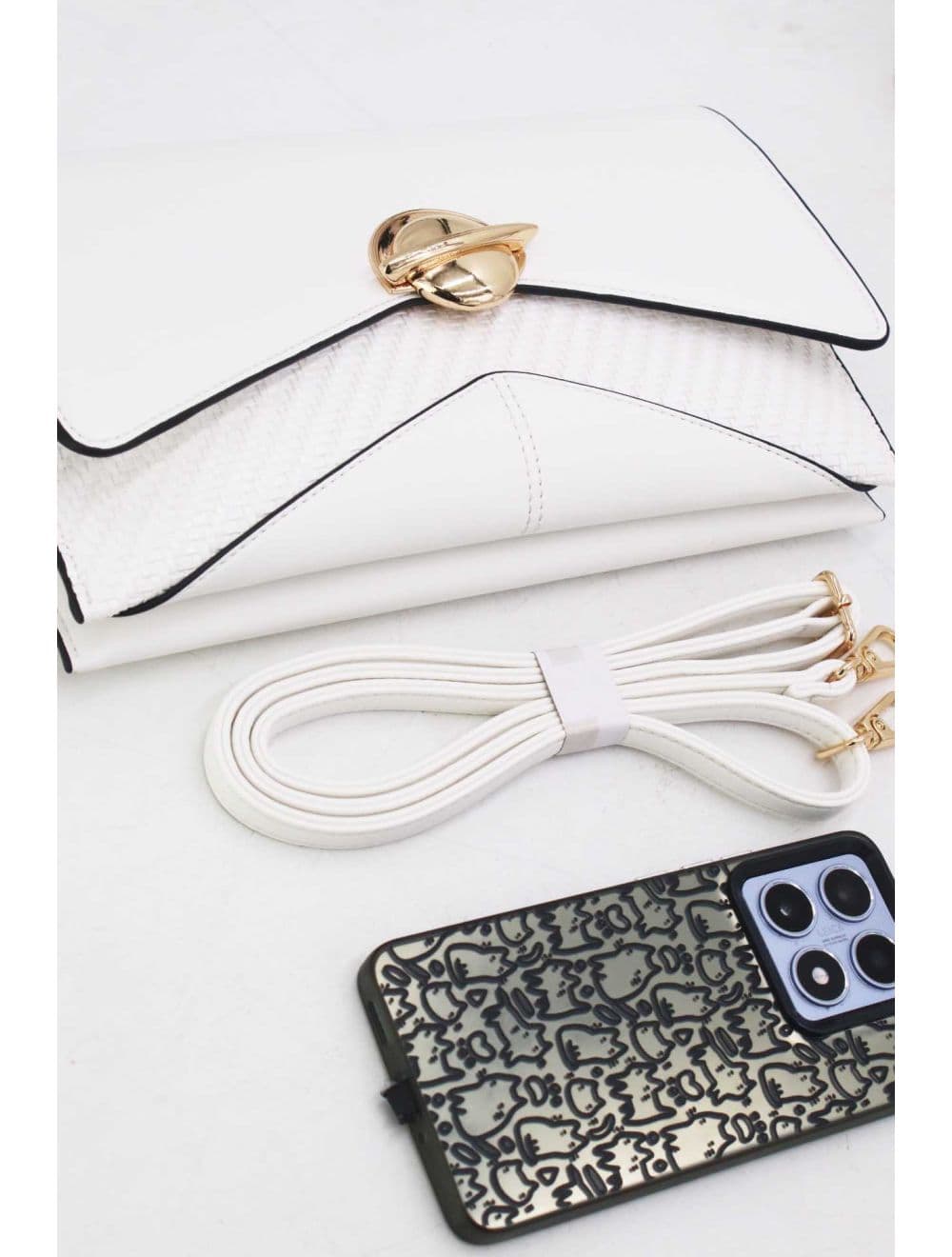 Pochette Bandoulière Effet Tressé RÉASSORT 25P-6151-Blanc — vue 4