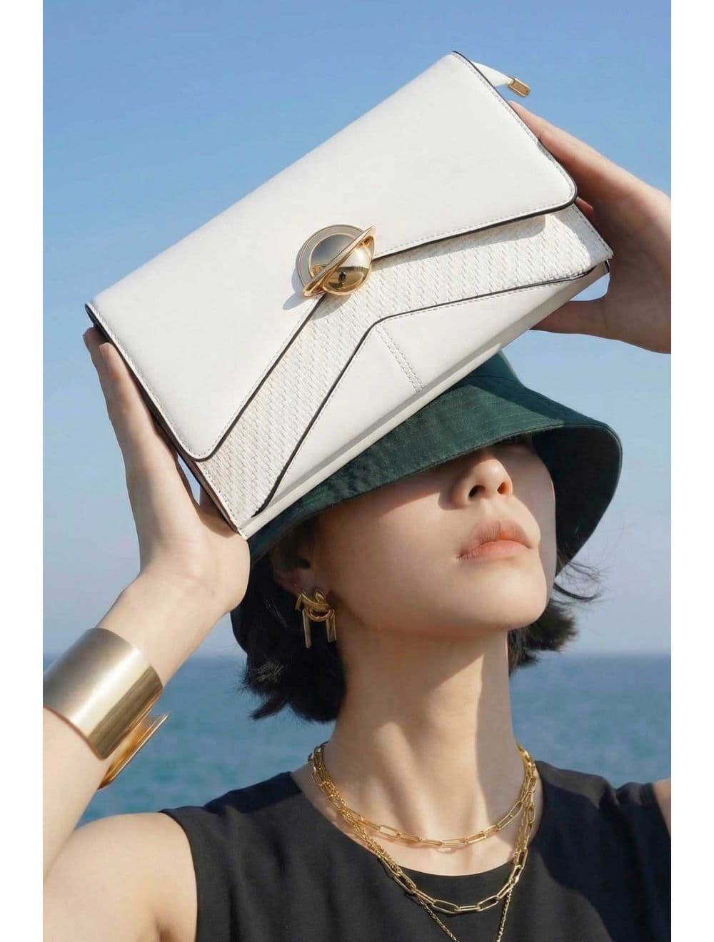 Pochette Bandoulière Effet Tressé RÉASSORT 25P-6151-Blanc — vue 6