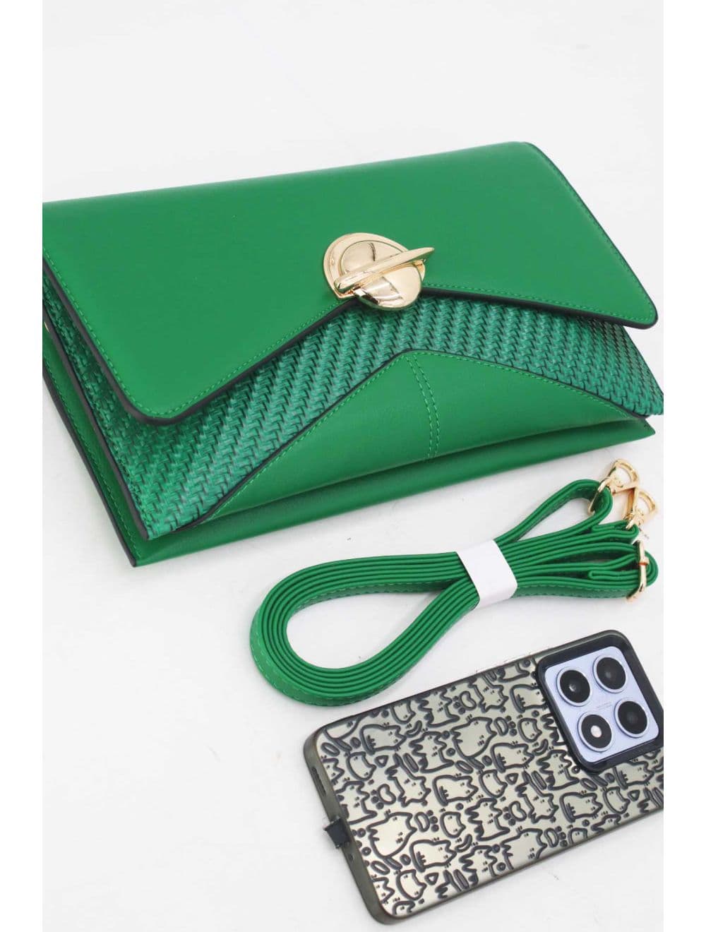 Pochette Bandoulière Effet Tressé RÉASSORT 25P-6151-Vert — vue 4